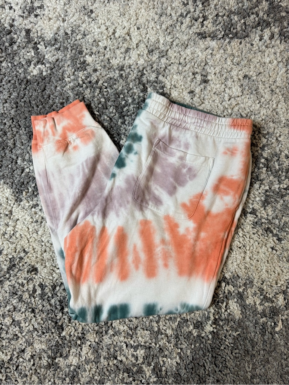 Original Use, Mens Tie-Dye Jogger Sweatpants - Orange, Green & Purple, X Large